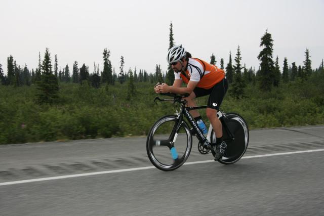 Racing.  Looking up ahead.  I don't look all that aero here......