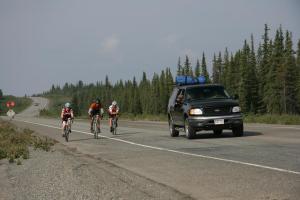 Team car of another rider was getting in my way, so I passed it.