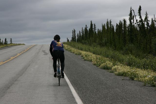 Riding uphill.