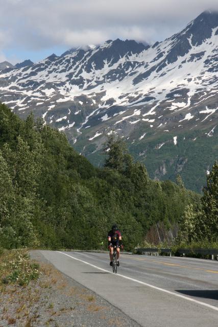 Starting the ascent of Thompson Pass.